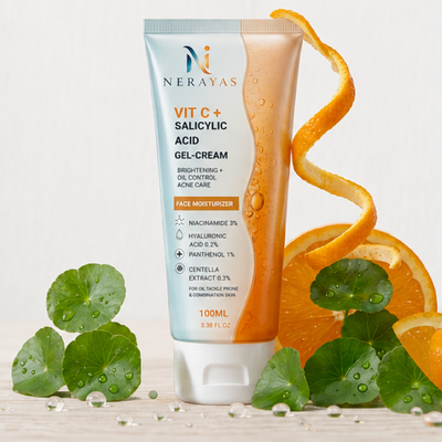 Face Moisturizer (Vitamin C + Salicylic Acid) – Brightening + Oil Control + Acne Care Gel-Cream - Image 3
