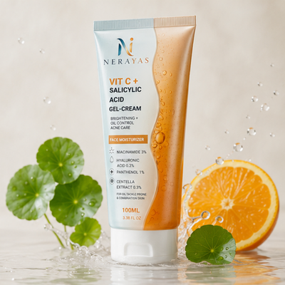 Face Moisturizer (Vitamin C + Salicylic Acid) – Brightening + Oil Control + Acne Care Gel-Cream