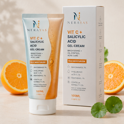 Face Moisturizer (Vitamin C + Salicylic Acid) – Brightening + Oil Control + Acne Care Gel-Cream - Image 4
