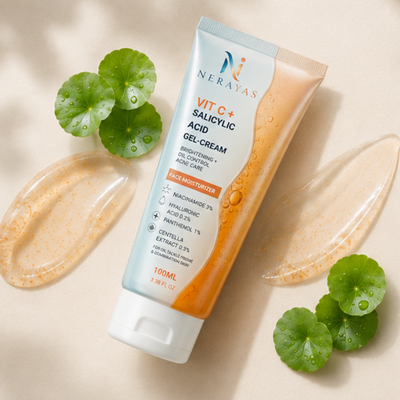 Face Moisturizer (Vitamin C + Salicylic Acid) – Brightening + Oil Control + Acne Care Gel-Cream - Image 2